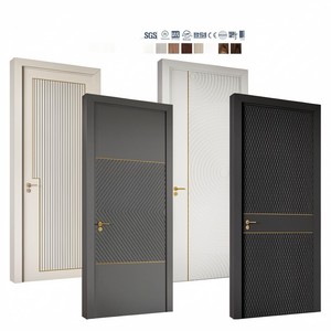 Puerta Interior de Madera Sólida Precolgada de Diseño Moderno Americano, Acabado en Nogal Negro - Product Image 3