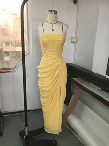 Abito da donna elegante giallo senza spalline <span class=keywords><strong>con</strong></span> <span class=keywords><strong>spacco</strong></span> e struttura a corsetto, per l'estate, per feste e serate, tinta unita, all'ingrosso, 2026 - Product Image 5