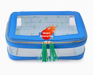 Tas Penyimpanan Mahjong Poker Modern Mewah Ramah Lingkungan Tahan Air Lipat Transparan PVC Gaya Amerika dengan Ritsleting dan Pegangan Berumbai - Product Image 4