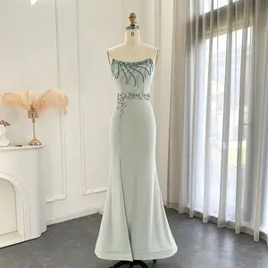 Jancember LSCZ108-1 도매 새로운 도착 크리스탈 패션 우아한 긴 가운 이브닝 드레스