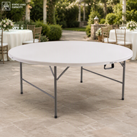 Table ronde pliante d'extérieur en plastique, table de banquet pour événements, table de pique-nique portable, mobilier de salle à manger