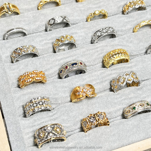 Lady's New Retro Design Gold Plated Stainless Steel <strong>Finger</strong> Rings Waterproof Adjustable Tarnish Free Open End Rings Wholesale - Product Image 5