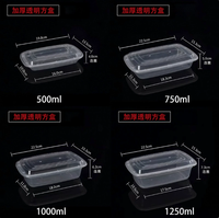 Conteneur alimentaire rectangulaire jetable en plastique transparent PP, biodégradable, sûr pour micro-ondes, emballage alimentaire très vendu