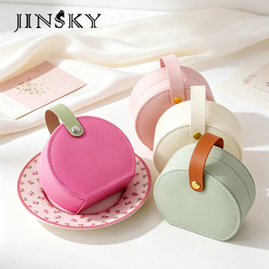 JINSKY Luxury Modern Rectangle Portable Handheld Travel Jewelry <b>Box</b> with Lids for <b>Rings</b> Necklaces Earrings Storage - Product Image 4