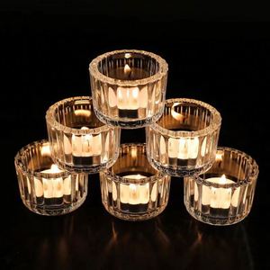 Vente en gros de porte-bougies en verre transparent, couleur ambre rayée, pour la décoration de la maison, fabrication de bougies à la cire de soja, récipient pour bougies - Product Image 2