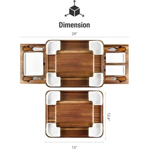 Cross-border acacia wood <b>cheese</b> board <b>set</b>, household multi-functional wooden dinner plate, irregular shape with <b>knife</b> and fork, - Product Image 2