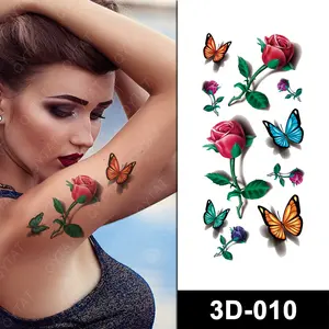 Water Transfer Skin Safe Women Beautiful Body Arm Sleeve Makeup Flower Butterfly 3D Temporary Tatoo Sticker