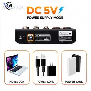 Carte son OTG 4 canaux Mini console de mixage audio DJ BT 48V Interface audio pour ordinateur Smartphone Diffusion en direct Enregistrement - Product Image 5