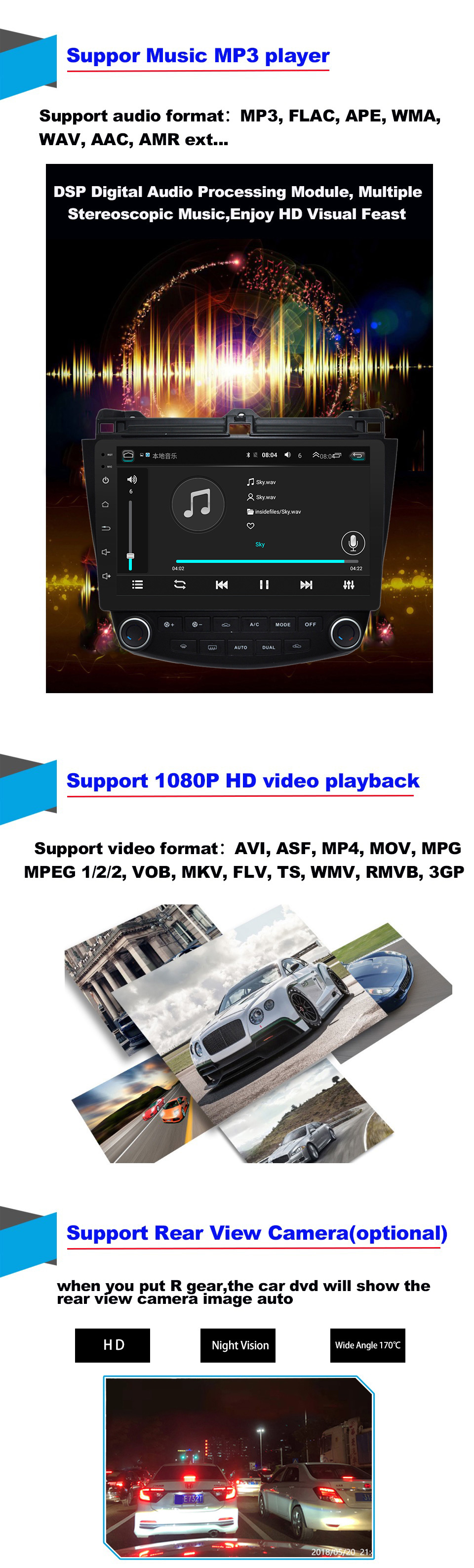 Car Dvd video multimedia player For Honda Accord 7 2003-2007 Car Multimedia Player 10.1
