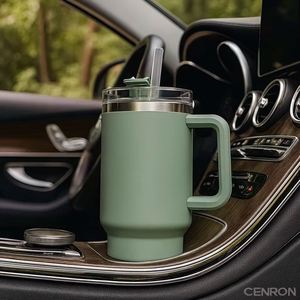 Insulated Travel Mug 30oz Stainless Steel With Handle and Straw Vacuum <b>Flask</b> for <b>Hot</b> or Cold <b>Drinks</b> - Product Image 4