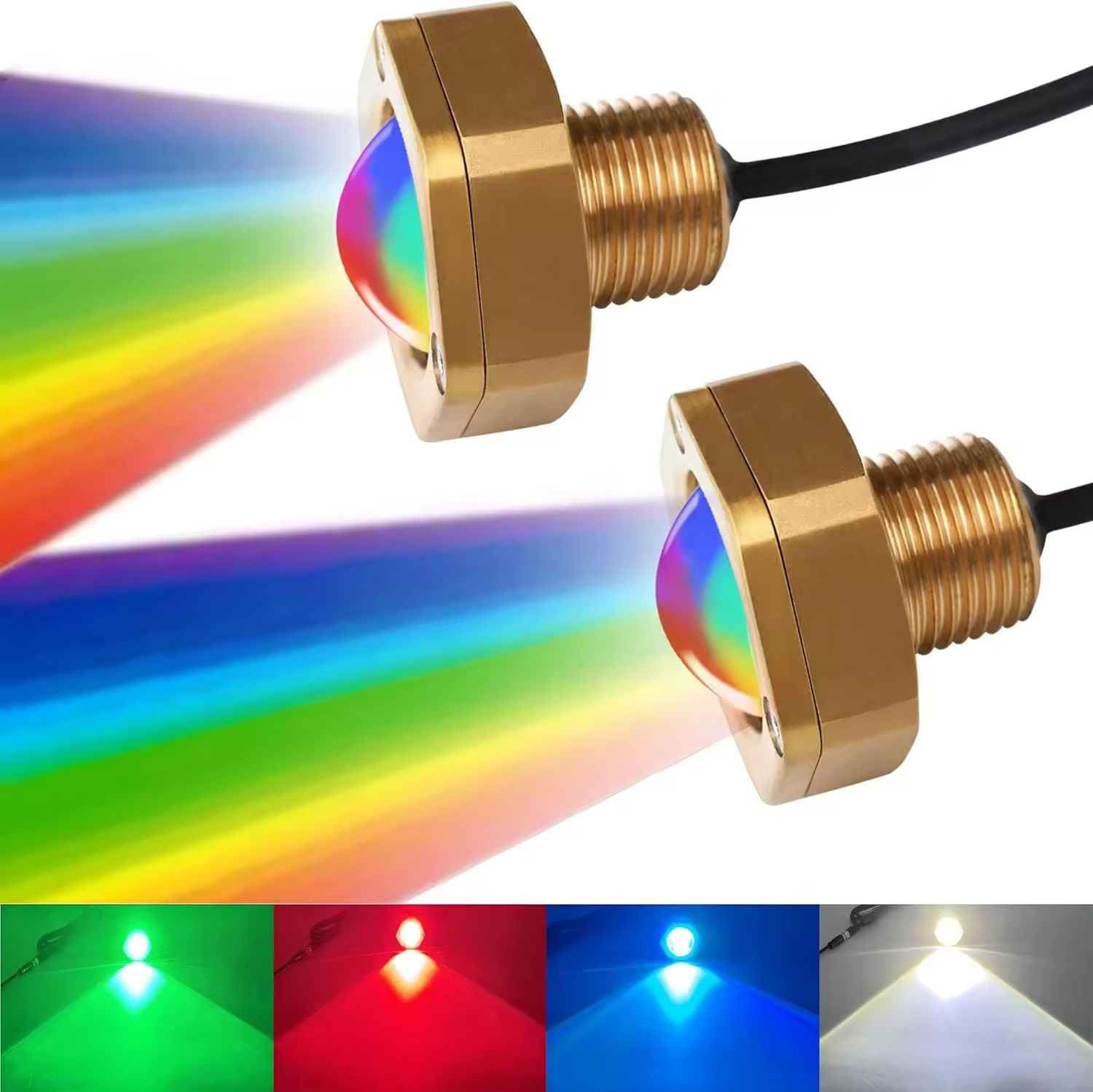 High-Efficiency 40W IP68 LED Drain Plug Light for Pool Spa Yacht Waterproof Bronze Underwater Light with Remote Control App