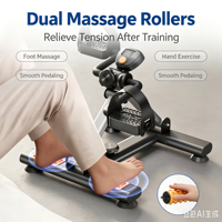 Mini-pédalier portable avec hauteur réglable, tube en acier robuste, ventouses antidérapantes pour l'exercice des mains et des pieds