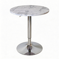 Table de bar moderne à hauteur de comptoir, réglable en hauteur, pivotante, ronde, avec plateau en marbre blanc pour les petits espaces