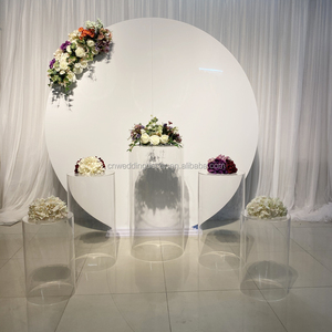 Acrylic Round Cylinder Pedestal White and Black Acrylic <strong>Plinths</strong> Display <strong>Stand</strong> for Wedding - Product Image 4