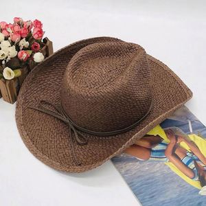 Factory Beach Travel Wholesale Wide Brim Roll-Up Straw Cowboy <b>Hats</b>-Sports Outdoor Casual Panama Style High Quality Low Price - Product Image 4
