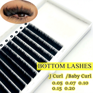 Extensiones de pestañas inferiores suaves sin crueldad animal, curvatura J, 0.07mm, mixto 4-7mm, negro, suministros profesionales para técnicos de pestañas - Product Image 1