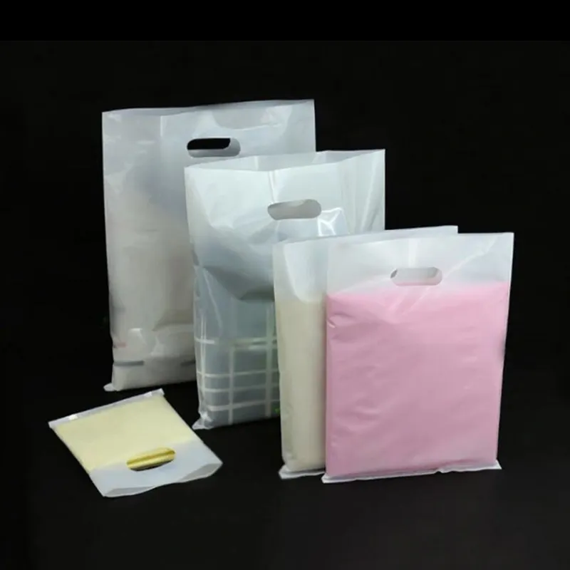 Sacchetti della spesa in plastica ldpe di piccole dimensioni con logo personalizzato stampato personalizzato con manico fustellato produce borsa