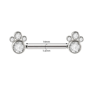14G acier chirurgical sans fil CZ chiot patte pont haltère poitrine anneau mamelon <span class=keywords><strong>Piercing</strong></span> <span class=keywords><strong>bijoux</strong></span> pour femmes - Product Image 2