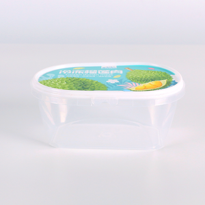 500ml/700ml Plastic Ice Cream Packaging Containers With IML Printing Box Shape Sealed Ice Cream Box Tub