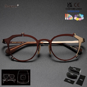 Gafas Boyarn Nuevas de Alta Calidad con Montura de Titanio, Diseño Irregular Marrón, Montura de Gafas de Diseñador, Venta al Por Mayor - Product Image 3
