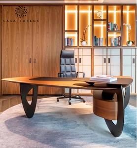 Taller de oficina de madera maciza moderno contemporáneo Escritorio de computadora Exquisito hecho a mano por CEO Muebles de oficina de madera únicos - Product Image 1