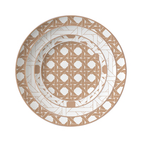 Service de Table en Porcelaine de Luxe Tressé en Rotin et Céramique, Assiettes, Tasses et Soucoupes pour Mariages, Hôtels et Restaurants – Vente en Gros