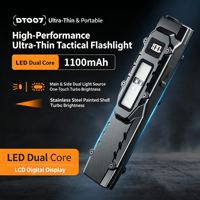 Senter LED Ultra Tipis Portabel Mini 1100 Lumen Tampilan Digital Tiga Sumber Cahaya Senter Pertahanan Diri Luar Ruangan yang Dapat Diisi Ulang