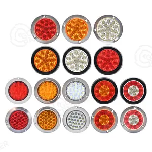 Round LED Truck/trailer RV Lights Tail Brake and Turn Signal Lights Mini-reflex Faceted 16 Diodes Led Running Trailer 2 Years