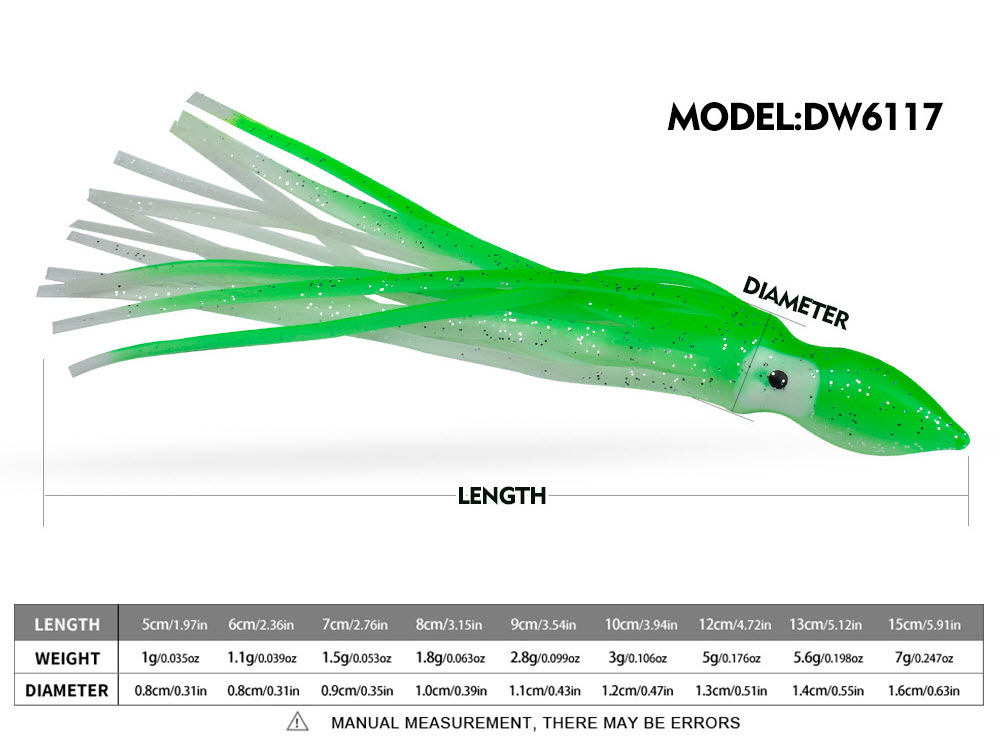 100pcs/pack Luminous Octopus Fishing Lure - Realistic Soft Bait 100pcs/pack Luminous Octopus Fishing Lure - Realistic Soft Bait