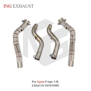 ING Factory Direct Downpipe d'échappement droit en acier inoxydable pour <span class=keywords><strong>Jaguar</strong></span> <span class=keywords><strong>F</strong></span>-<span class=keywords><strong>type</strong></span> 5.0L avec bouclier thermique, pièces de performance, vente en gros - Product Image 2