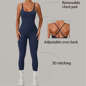 EnovStars Tuta da Yoga Personalizzata con Logo per Donna, 78% Nylon 22% Spandex, Schiena Incrociata, Scollo a U, Imbottitura Rimovibile, Vestibilità Slim, <span class=keywords><strong>Pezzo</strong></span> Unico per Allenamento - Product Image 4