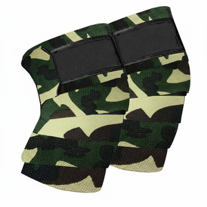 Enveloppes de genou de Squats d'haltérophilie d'impression de Camou vert de haute qualité pour l'enveloppe de soutien de genou de levage de puissance 78 "enveloppement de genou de gymnastique unisexe - Product Image 1