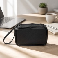 Sac de rangement portable en cuir PU ignifuge, pochette organisatrice électronique, étui de transport étanche et anti-poussière avec fermeture éclair