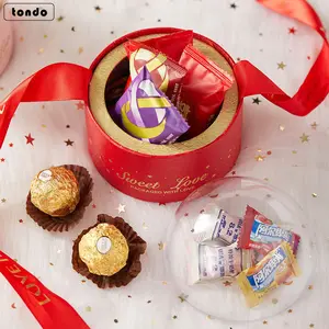 Tondo High Quality Clear Lid Weihnachten Custom Candy Geschenk Schokoladen box Verpackung Weihnachts box für Geschenk