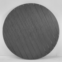 Aksesoris Meja Luar Ruangan LL Outdoor Hitam Aluminium Diameter 80cm Papan Plastik Kayu WPC PS Tahan Air untuk Kedai Kopi Restoran Model-80PR