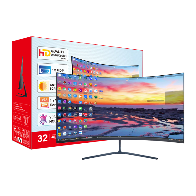27 32 34 49 Inch Frameless Rtx 5070 Silver Ips Gaming Monitor Curved Led Lcd Display Desktop Wide Gaming Pc Monitors