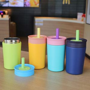Custom logo 12oz Insulated Stainless Steel Tumbler <b>with</b> Leak Proof Flexible <b>Straw</b> Kids Travel Water Bottle for Back to School - Product Image 5