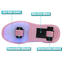 Chaussures de patin à roulettes à 2 roues pour enfants LED baskets décontractées rétractables avec roues à double usage chaussures de sport pour filles à la mode