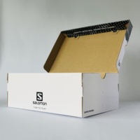 Boîte à chaussures en carton recyclé noir, style simplicité, avec impression personnalisée en gros, emballage de marque premium, revêtement UV