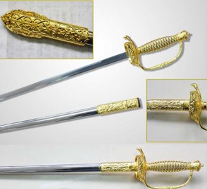 Golden Excalibur Roi médiéval <span class=keywords><strong>Arthur</strong></span> véritable épée maçonnique avec plaque d'affichage - Product Image 6