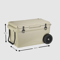 Glacière à roulettes moderne de 60 qt, haute performance, rotomoulée, qualité commerciale, isotherme, avec poignée en aluminium, logo personnalisé