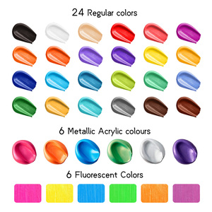 Fournitures de peinture artistique Panwenbo, peinture acrylique simple 75 ml, 24 couleurs de peinture acrylique vives <span class=keywords><strong>pour</strong></span> toile, avec EN-71, CPC - Product Image 5