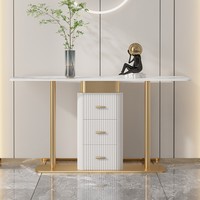 Table console d'entrée moderne de luxe léger, simple, avec panneau mural décoratif en pierre, personnalisable pour le salon