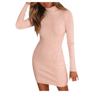 Abbigliamento donna autunno a collo alto nuovo abito Slim Fit con gonna di temperamento abito aderente abito abito ad alta elasticità - Product Image 5