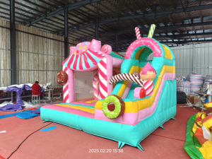 Castillo inflable de salto con tema de donut de PVC duradero de alta calidad de 3,5*4,2 M para niña con tobogán, casa de rebote atractiva para niños - Product Image 3