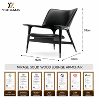 Fauteuil lounge sur mesure, design nordique minimaliste, en bois massif et cuir véritable, fait main, pour la maison, le bureau, le salon, meubles design