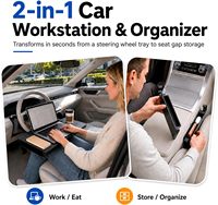 Table pliable pour ordinateur portable à fixer sur le volant de voiture, plateau multifonctionnel pour voiture, boîte de rangement pour l'espace entre les deux sièges, accessoires intérieurs pour voiture