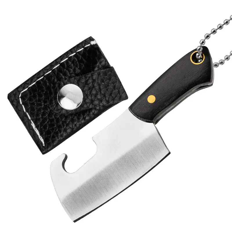DD1061 Small Pocket Knife With Leather Sleeve Keychain Chef Gift Decoration Accessory Mini Sheath Tiny Key Chain Knives