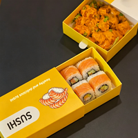 Boîte cadeau pour sushi aseptique de style tiroir personnalisée, matériaux recyclés, laminée, anti-fuite, plusieurs boîtes à emporter à usage unique