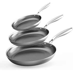 Triply Ceramic Non-stick Stainless Steel Fry <b>Pan</b> Skillets 8/10/12 Inch Round Honeycomb Cooking <b>Pan</b> 20/24/28cm Frying <b>Pan</b> - Product Image 1